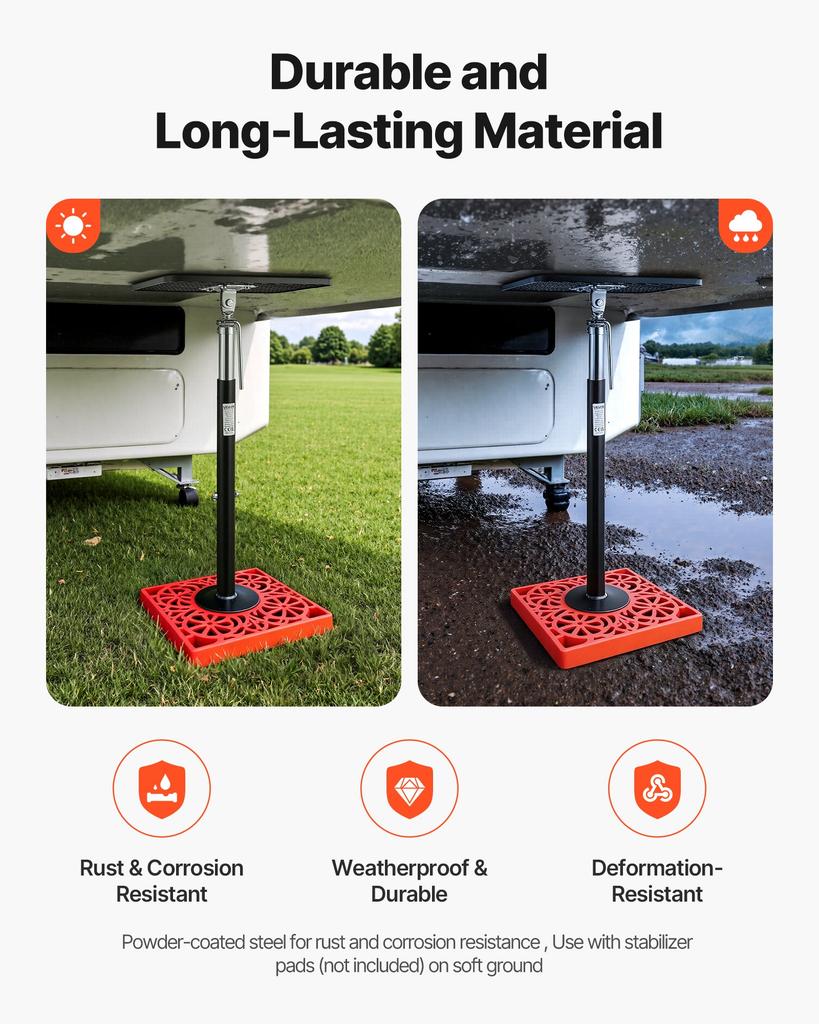 VEVOR RV Slide Out Support Jack, 2 PCS Camper Slide-Out Leveling Jack, Powder-Coated Steel Support Jacks for RV, Camper, Travel Trailer