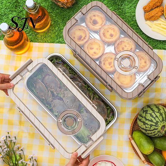 Multi-purpose Kitchen Storage Stainless Steel Crisper Box with Sealing Lid And Handle, Large Capacity Organizer Bread Box, Portable Container for