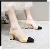 New High Heels Fairy Bag Head Small Fragrant Single Shoes Ins Thick Heel Side Empty Sandals Galoshes