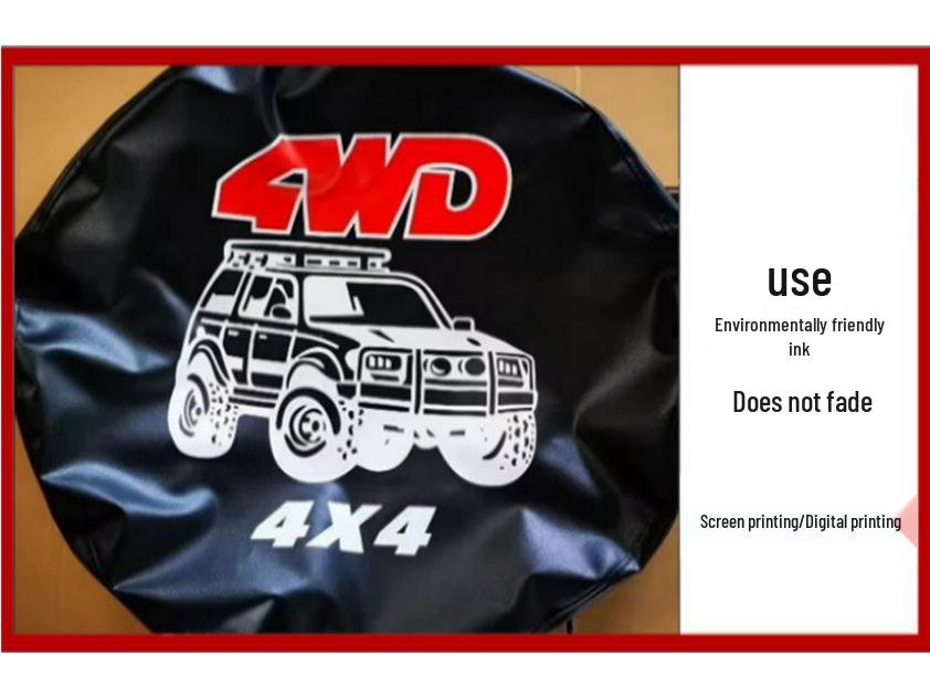 Черно-золотой чехол на запаску из ПВХ-кожи для Mitsubishi Pajero V73 Cheetah - Универсальная посадка для внедорожников.