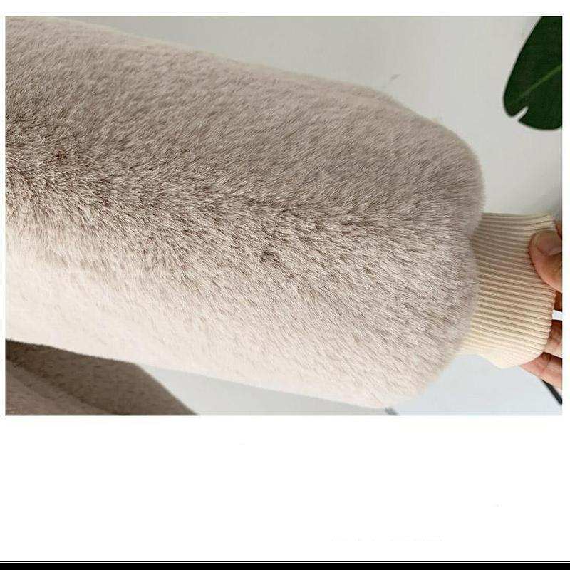 Женская мода длинное пальто из искусственного меха осенне-зимняя повседневная теплая утолщенная куртка с капюшоном