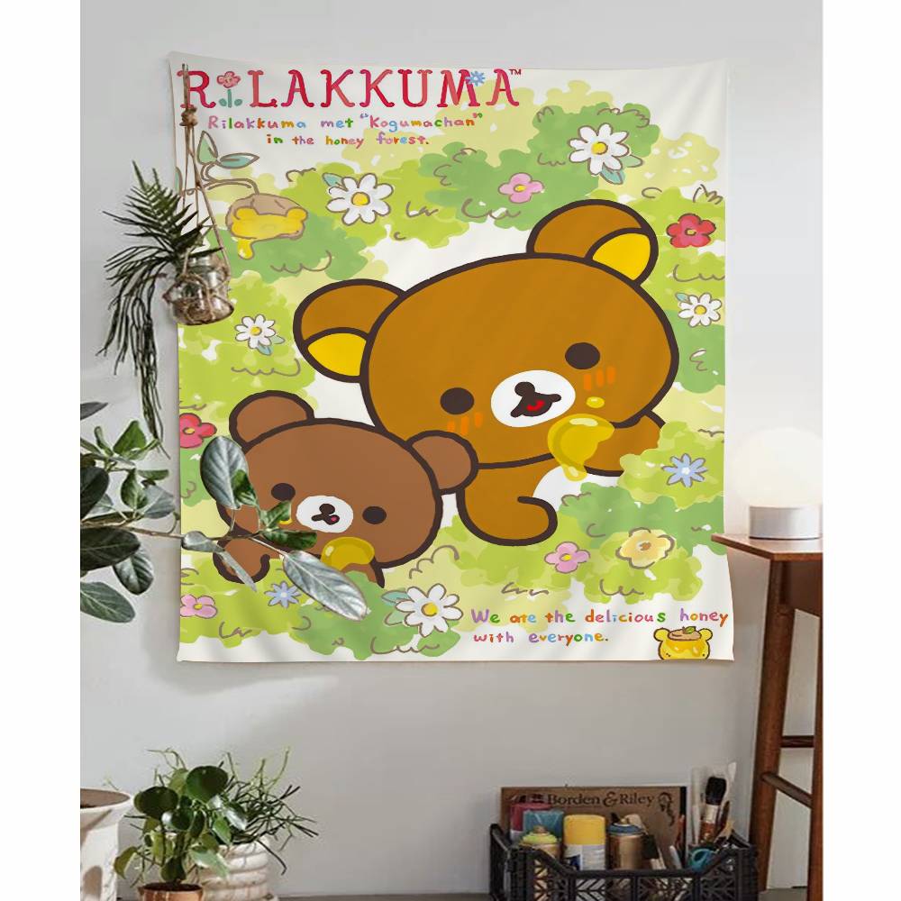 Cute Cartoon Anime RRilakkuma Hanging Bohemian Tapestry Bohemian Wall Tapestries Mandala Cheap Hippie Wall Hanging