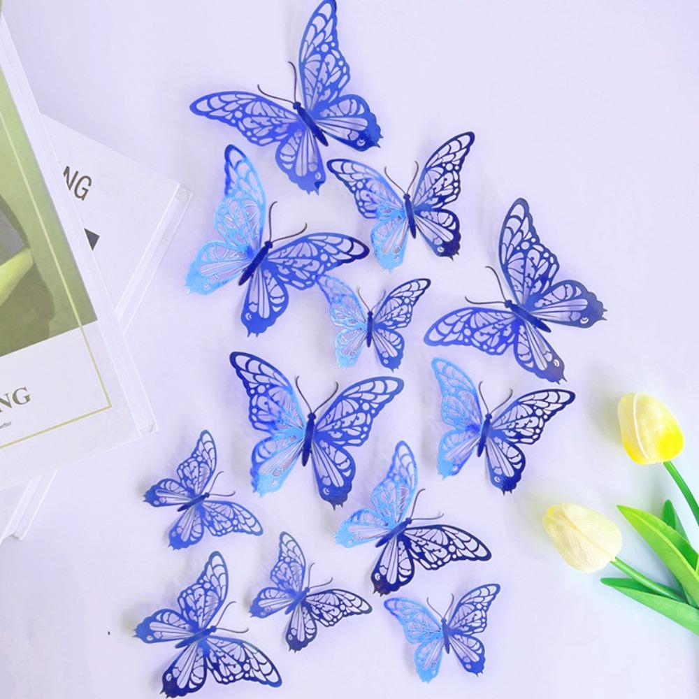 12 шт./набор красочных 3D-бабочки, настенный декор, сделай сам, имитация бабочек, украшения для дома
