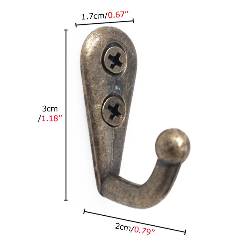 10 шт./лот ретро крючок с одним зубцом настенный крепление винты вешалка ключ пальто одежда сумка шляпа вешалки для хранения дома крючок для организации