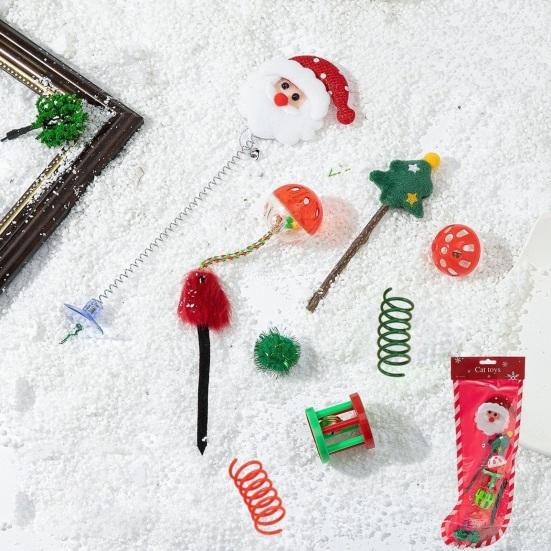 1 Набор Рождественские кошачьи игрушки Кошки Погремушка Мяч Плюшевые мыши Кошачья дразнилка Палочка Котята Снятие стресса Интерактивные игрушки для кошек Игра Тренировка Рождественский подарок