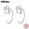 Authentic 925 Sterling Silver Minimalist Pet Paw Stud Earrings Animal Hypoallergenic Earrings for Women Girls Jewelry Gift
