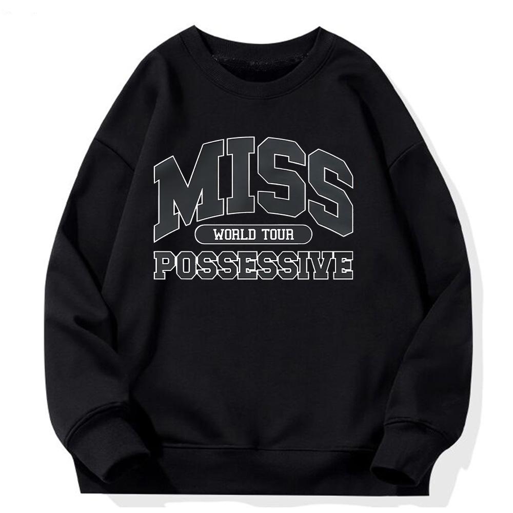 Свитшот с круглым вырезом Miss Possessive Tate McRae Свободная спортивная одежда Унисекс Флис Длинный рукав Одежда Мужская Женская Мода Уличная одежда