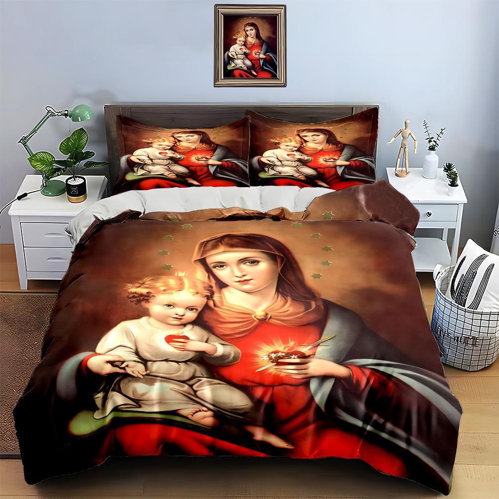 Religious figures design. Bedding Duvet cover sets Duvet covers Pillowcases gifts (1 * Duvet Cover 2 * Pillowcases, without duvet insert)