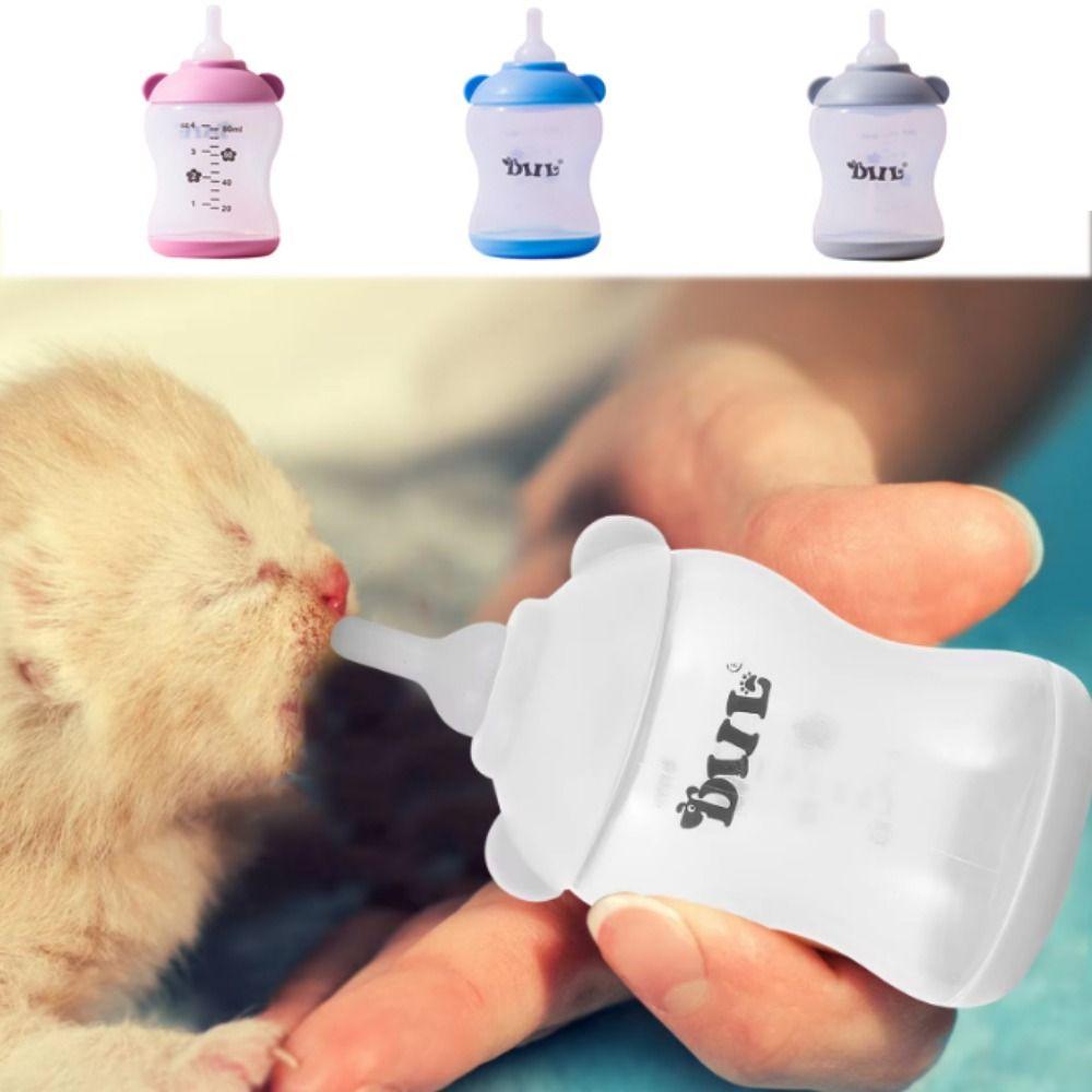 80 мл Бутылочка с соской для котят, устойчивая к укусам, кошачья соска-пустышка, кормушка для новорожденных питомцев