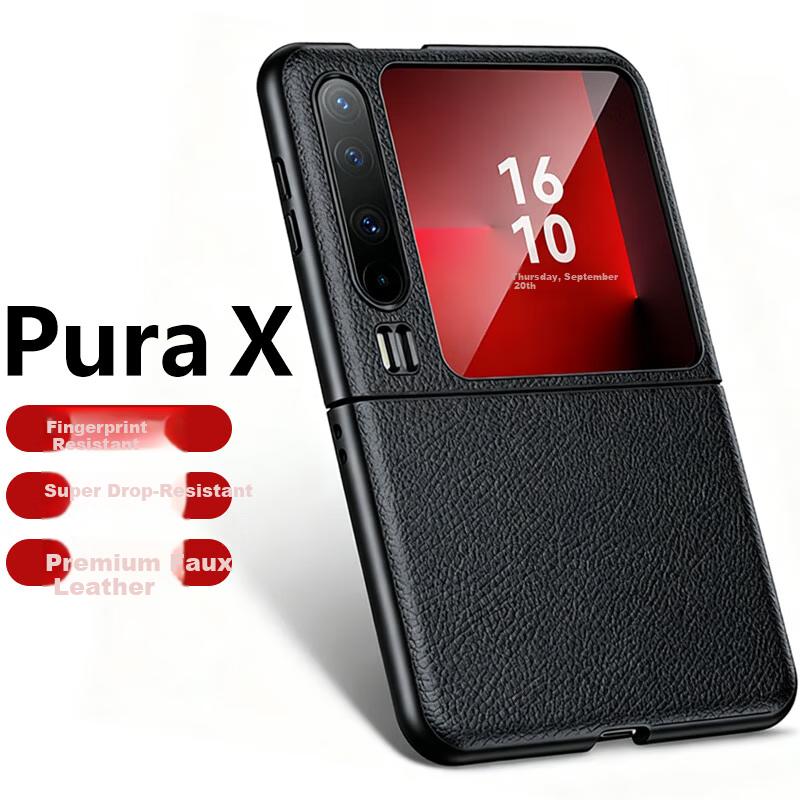 Huawei Pura X Case Protective Cover Purax Classic Edition Genuine Leather Ultra-Thin Full Coverage Shockproof Black