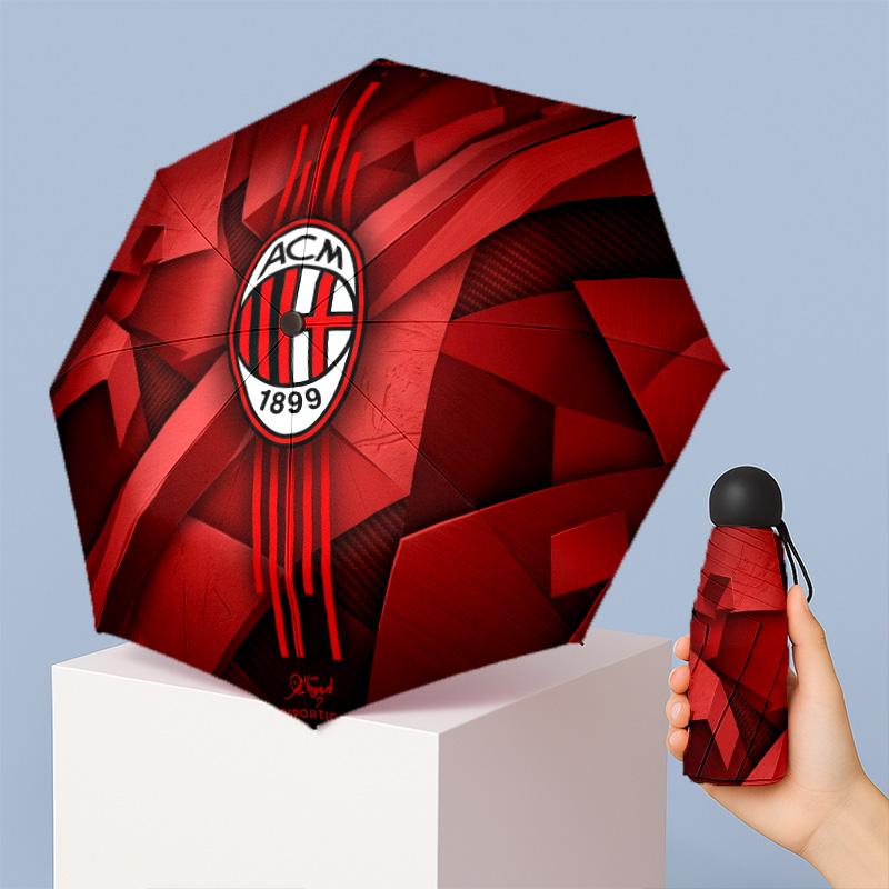 AC Milan Рисунок Печатный Мини 5 Сложений 8 Спиц Компактный Зонт Ветрозащитный Водонепроницаемый Легкий Портативный Складной