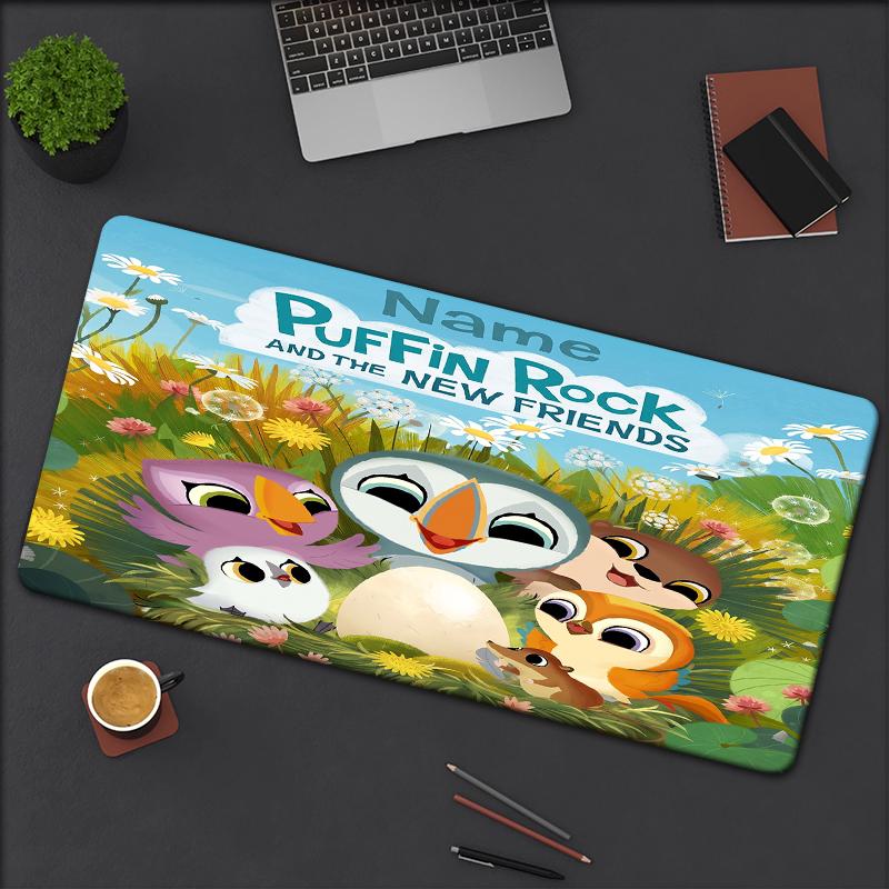 Custom Name Puffin Rock Theme Mouse Pad Non Slip Rubber Base Multifunctional Office Home Decor Perfect For Workspace Personalization