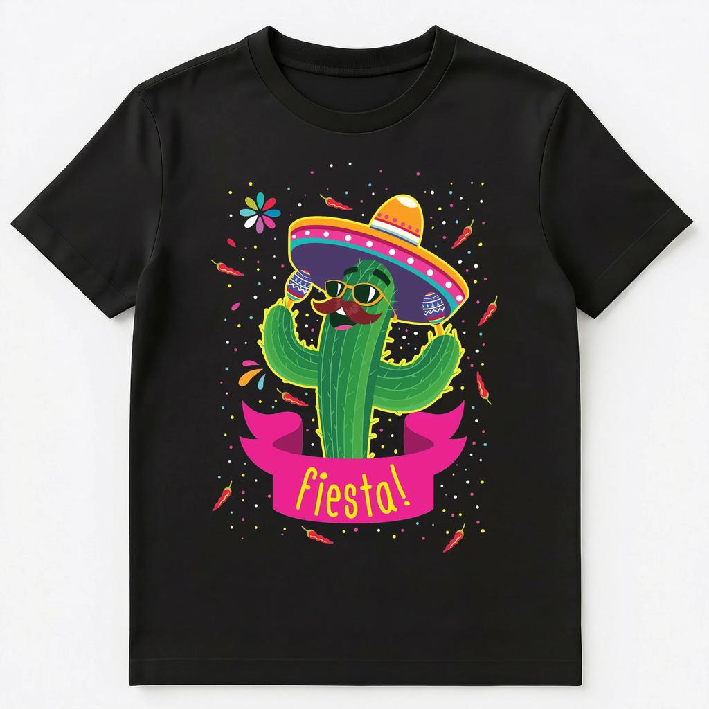 Bright And Colorful Mexican Fiesta Cactus Unisex T-shirt Tops Tees Unisex