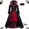 Vampire Queen Costume Girls Vampire Costume Halloween Costumes For Kids With Necklace Medieval Gothic Witch Dress Up For Kids