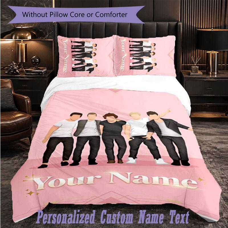 Personalized 3Pcs Bedding SetOne Direction Custom Text Duvet Cover Pillowcase Set Bedroom Gift