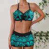 Бикини купальник женский принт купальники на шнуровке бикини комплект сексуальный купальный костюм женский летний пляжный бикини из двух частей