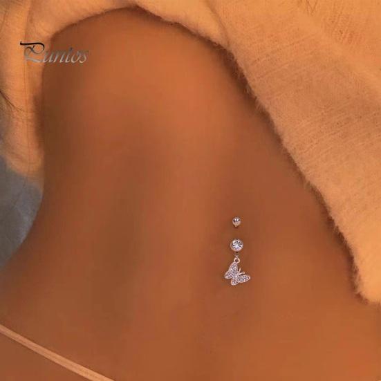 Кольцо на пупок со стразами, сердцем, бабочками, пятиконечной звездой, кулоном, сексуальное гипоаллергенное кольцо из нержавеющей стали, пирсинг пупка, висячее кольцо