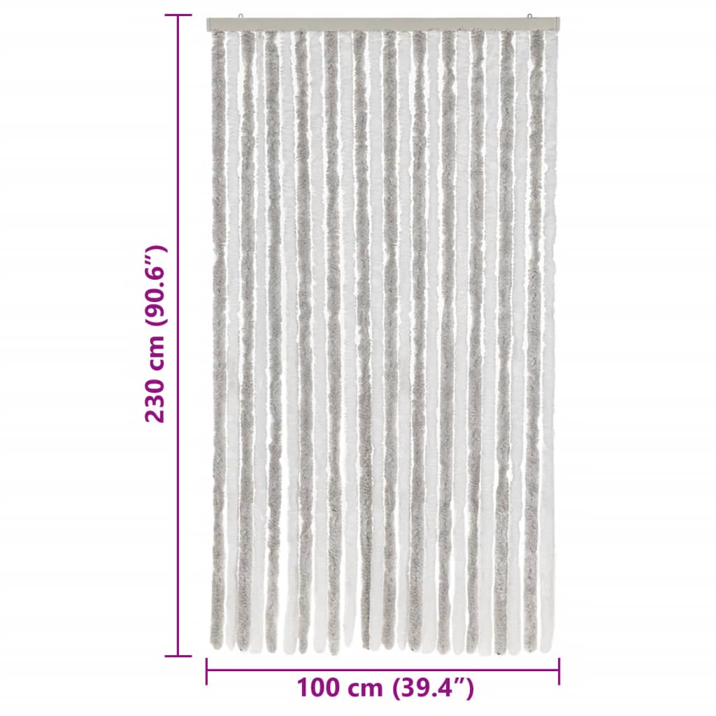 Fly Screen Curtain Light Grey and White 100 x 230 cm Chenille