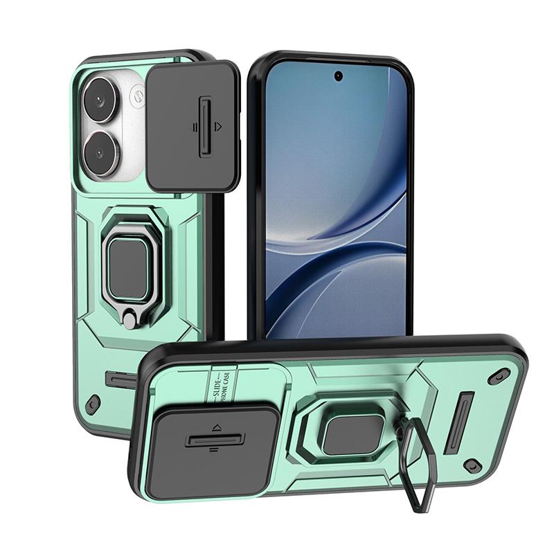Чехол для Poco X8 Pro со шторкой-окном, чехол-бампер Poco X8 Pro с кольцом-держателем Battle Ring, чехол для телефона Poco X8 Pro с защитой камеры
