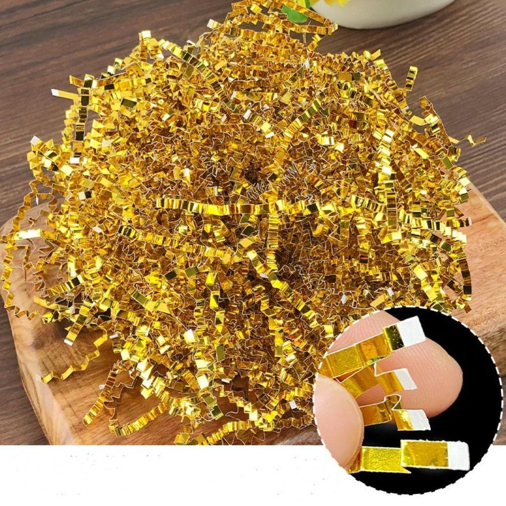 100 г Двусторонняя яркая фольга Металлическая лазерная гофрированная бумага Наполнитель для подарочных коробок Подарочная коробка