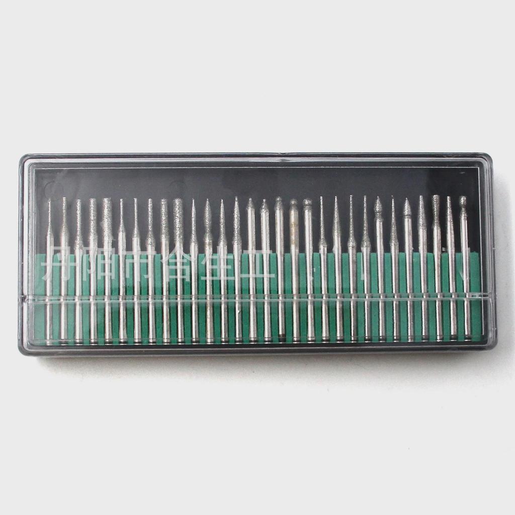 "30-Piece Diamond Grinding Head Set for Nail Polish, Jade, and Engraving - Mini Electric Grinder & Drill Tools"