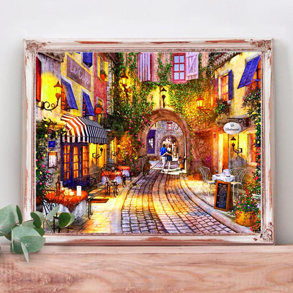 Полный дрель 5d наборы алмазной живописи новые поступления прибрежный город вышивка крестом Алмазная мозаика украшение корабля для дома