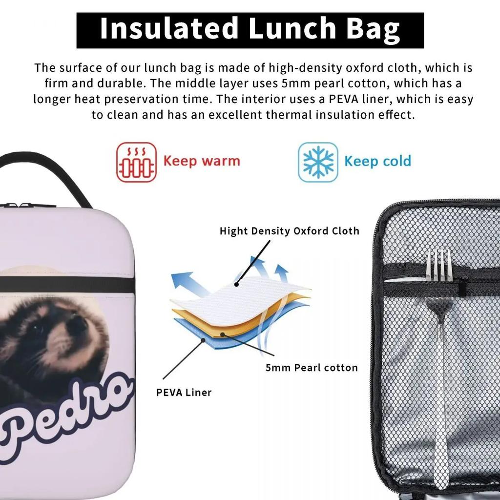 Изолированные ланч-боксы Танцующий енот Педро Мерч Забавный ланч-бокс с животными Новое поступление Термоохладитель Bento Box Для пикника