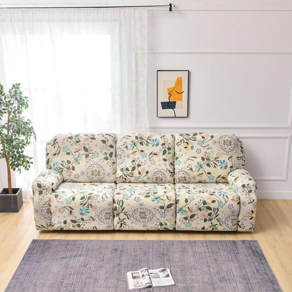 Чехол на диван, чехол для кресла-реклайнера, для двух- и трехместных диванов, всесезонный, с цветочным принтом, защита для дивана