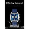 POEDAGAR Luxury Top Man Watch Electronic Square LED Alarm Chronograph Watches Week Date Dual Time Display Quartz Clock