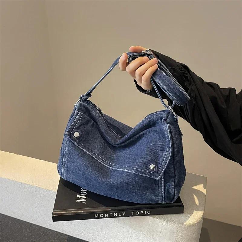 Сумки через плечо из денима на молнии Сумки через плечо на молнии Simplicity Универсальные сумки-трансформеры большой вместимости