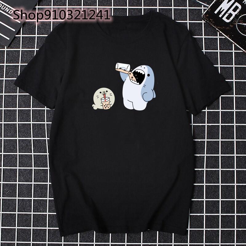 Unisexs Harajuku Style Summer Casual Tee Cute Animal Bubble Tea Cartoon Fashion Graphic Tshirt