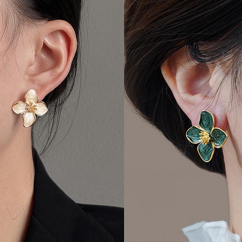 Серьги-гвоздики Roselle Dropped Glaze Flower для женщин и девушек, французские винтажные свадебные романтические ювелирные изделия, подарки