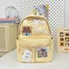 Student Simple Backpack With Transparent Compartments And Pendant Badges