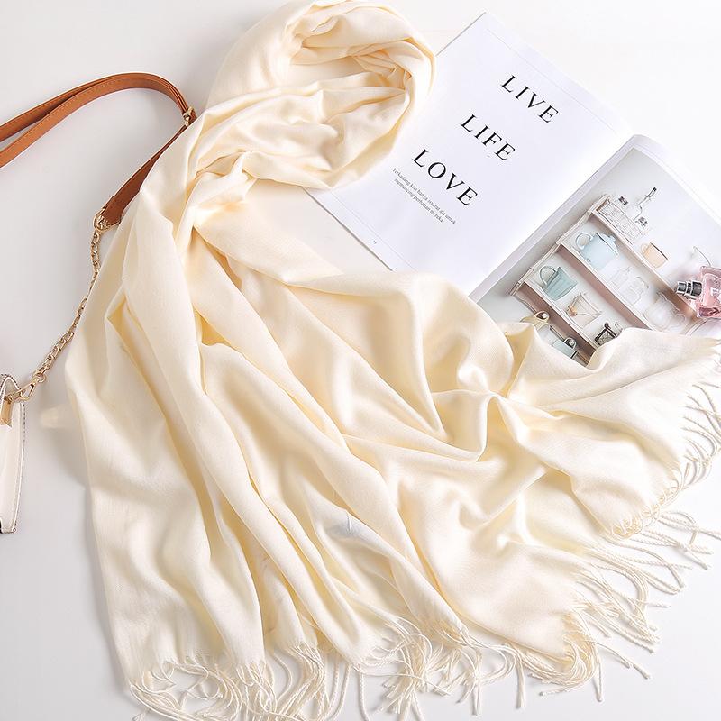 Осенне-зимний новый женский кашемировый шарф, однотонный, имитация кашемира, толстый вышитый кашемировый платок