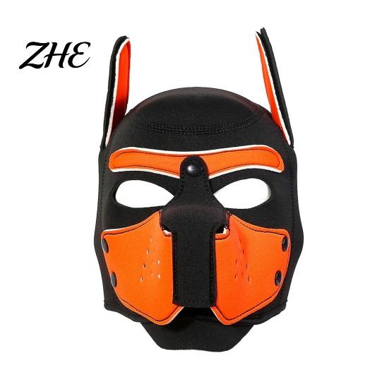 Realistic Dog Head Cover Full Mask for Adult Role Play, Soft Neoprene Animal Stretchy with Removable Mouth And Foldable Ears, Puppy Play Gear Costume