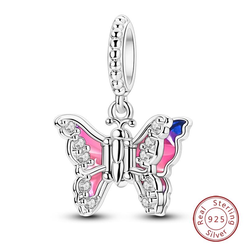 100% 925 Silver Exquisite Cubic Zircon Butterfly Bee Ladybug Charms Bead Fit Qikaola Original Bracelet Fine DIY Jewelry