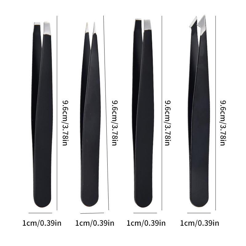 4PCS Tweezers Set Professional Makeup Tools Stainless Steel Tweezers For Eyebrows For Facial Hair And Ingrown Hair Removal