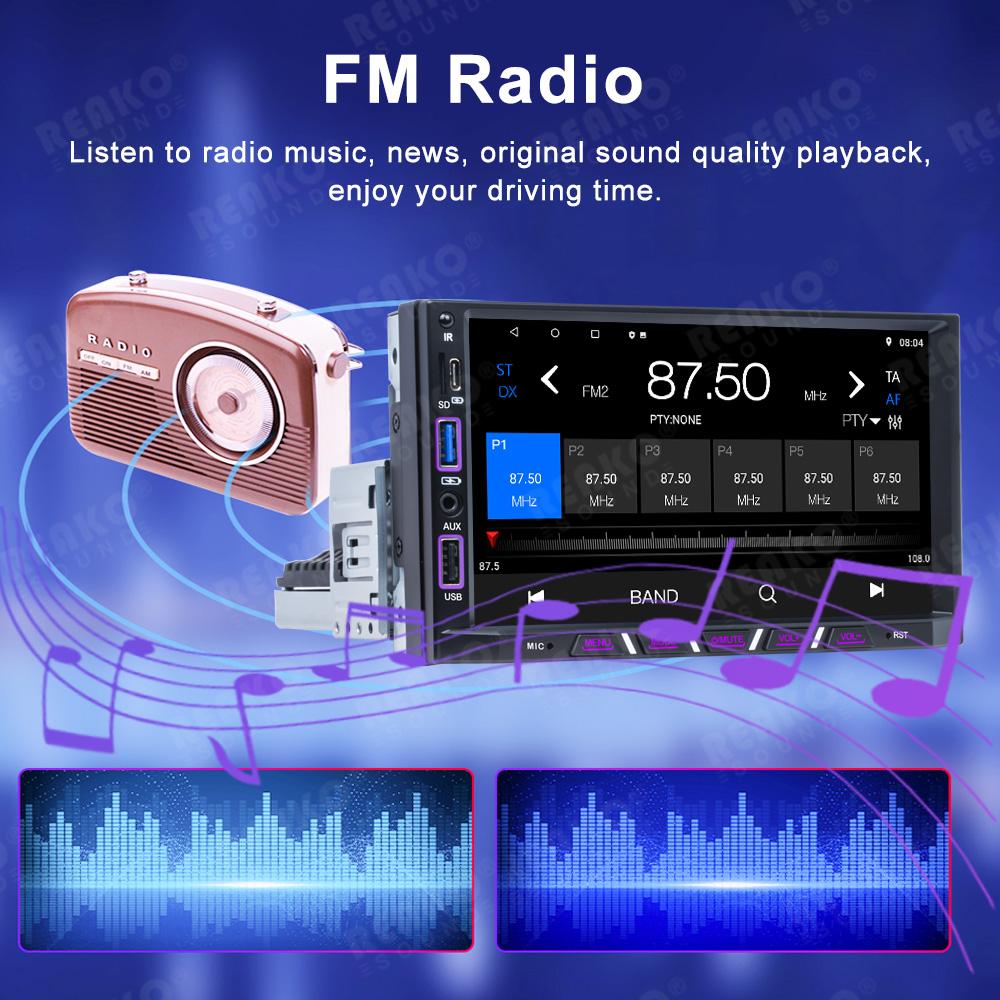 Reakosound 7'' Android Car Radio CarPlay Universal Car Gps Screen Adjustable 2 DIN Car Stereo Radio Navigation Player Head Unit