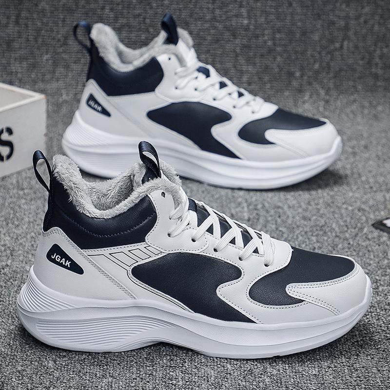 Мужские теплые зимние хлопковые уличные ботинки 2025 года износостойкие, легкие и удобные спортивные туфли, повседневные универсальные белые туфли
