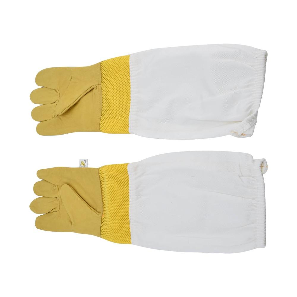 1 pair Extended Sleeves Bee Protective Gloves Faux Sheepskin Beekeepers Gloves Beekeeper