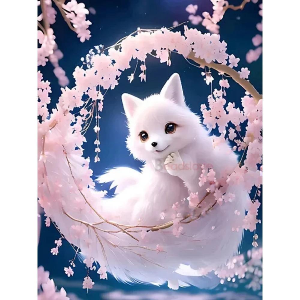 Алмазная картина, полная дрель, милый белый кот, квадратная круглая алмазная живопись, ручная работа, цветочный пейзаж, сделай сам, алмазная мозаика, картина, украшение дома