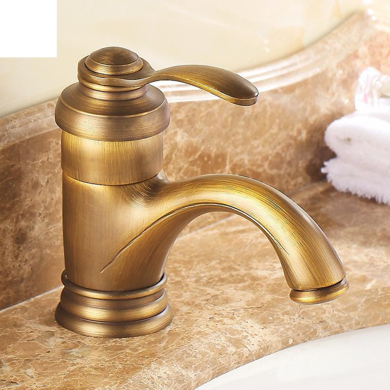 Luxury Bathroom Faucet Antique Brass Countertop Mount And Cold Water Single Handle Vanity Sink Mixer Faucet Bronze Mixer