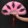 Handheld Peacock Feather Fan With Tassel Feather Dance Fan Folding Hand Fan  Home Decoration