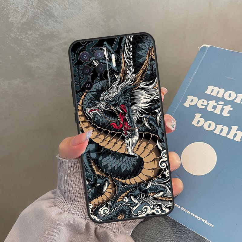 Японский чехол-дракон для Oppo A40 A60 A80 A98 A78 A18 A38 A58 A16 A76 A96 A17 A77 A74 A94 A54 A57S A15