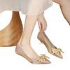 2025 Summer New Slip On Women's High Heels Novelty Butterfly-knot Pointed Toe Med Heel Pumps for Versatile Dress Shoes