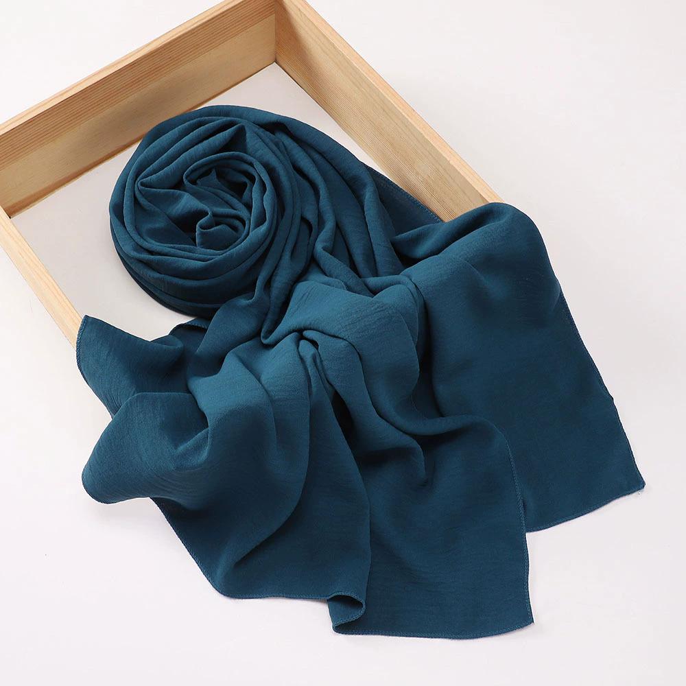 Malaysia Muslim Hijab Wrinkle Plain Long Shawl Islamic Headscarf Wraps For Women Female Foulard