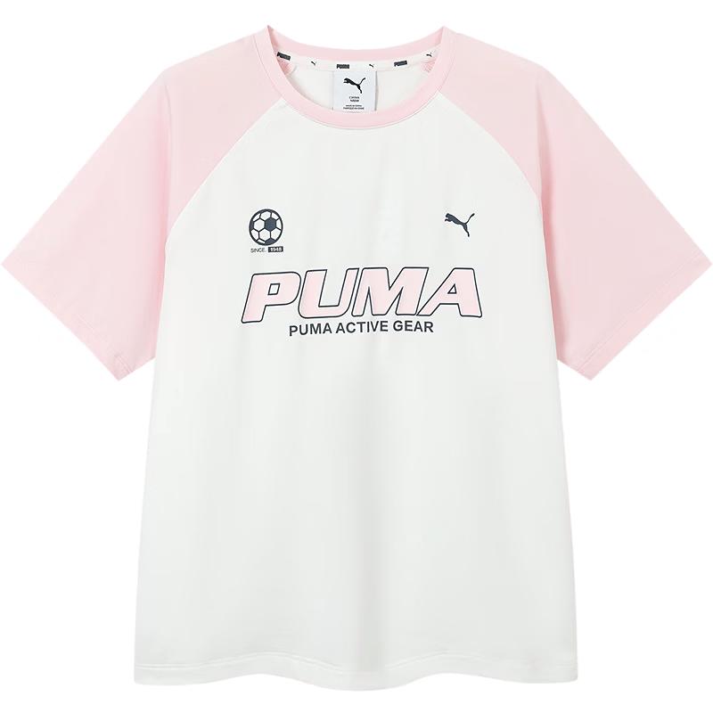 Puma Детская футболка с коротким рукавом, сшитая из разных тканей, лето 2026