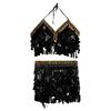 2 Pieces, Bra With Sequined Tassels, Fringed Top, Belly Dance Skirt, Carnival, Club, Costumes
