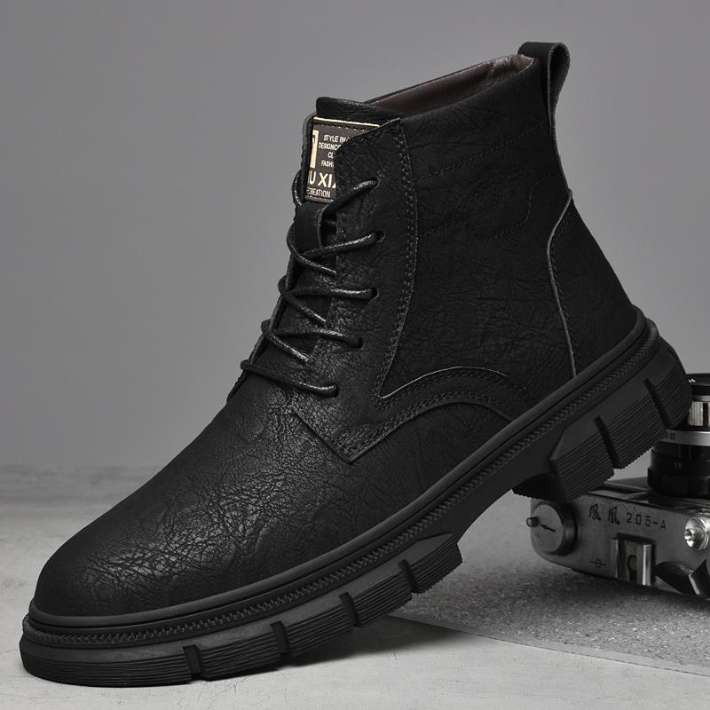 Men Lace Up Boots Genuine High-top Multi-purpose Hiking High Quality Work Clothes Shoes Fashionable Comfortable High Top Boot