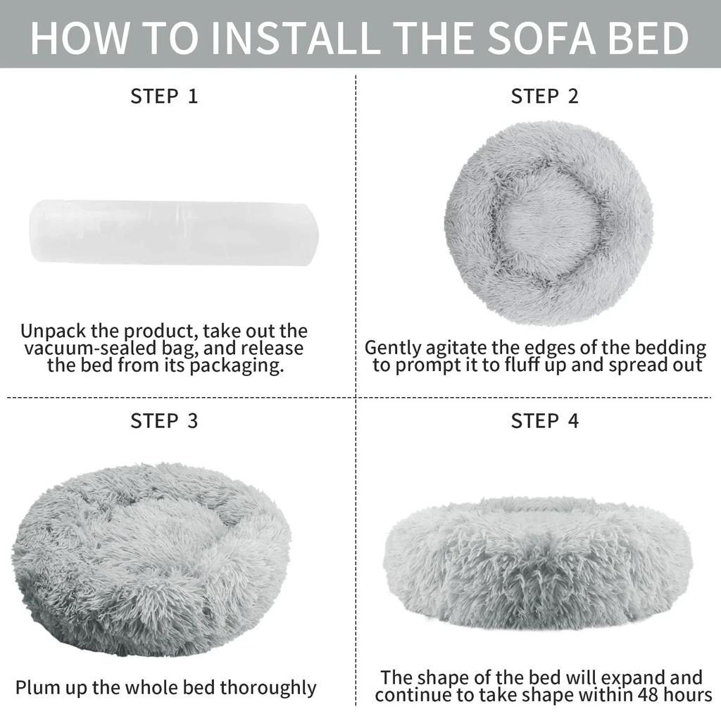 40 см круглая кровать для домашних животных для большой собаки, супер мягкая кровать для кошки, длинный плюшевый домик для собаки среднего размера, зимние теплые коврики для сна